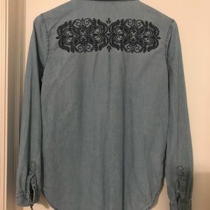 Light Denim button up with embroidery